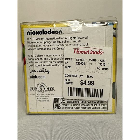 2010 Nickelodeon Viacom Kurt Adler Spongebob Squarepants Christmas Ornament - Picture 5 of 5